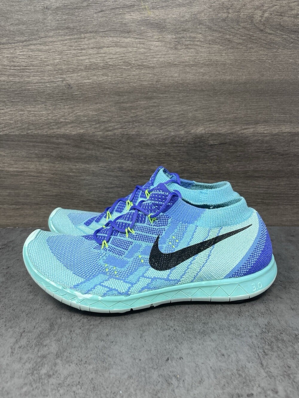 Nike Free 3.0 Flyknit Blue Purple Womens Size 7 Running Shoes 718420-500